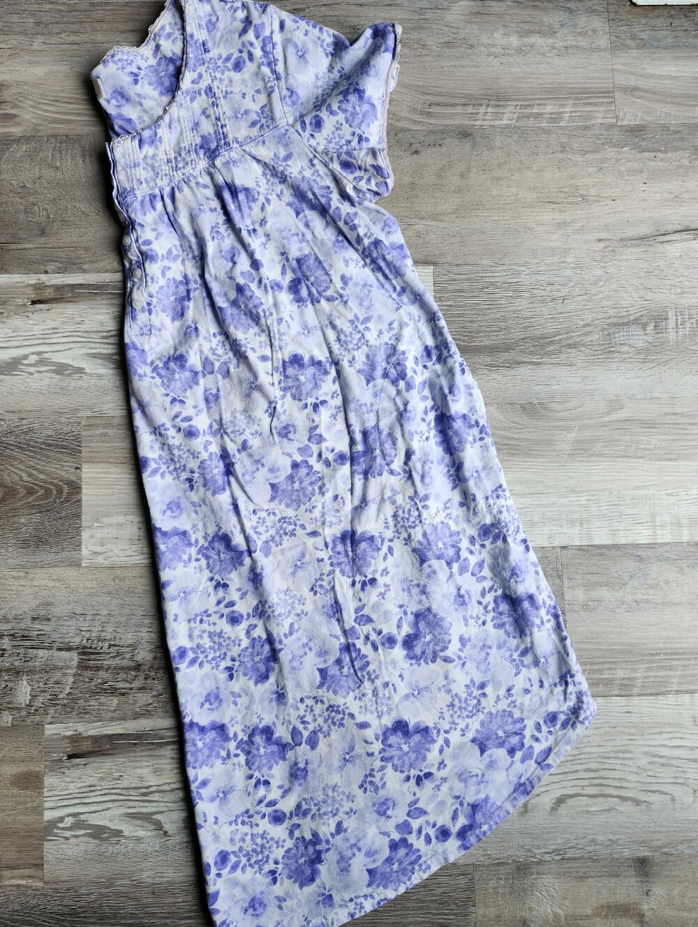 Aria Nightgown XL 16-18 Purple Floral 100% Cotton Pockets Short Sleeve
